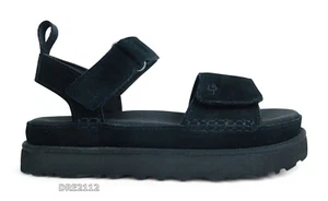 UGG Goldenstar Black Suede Platform Sandals Womens Size 8 *NIB* - Picture 1 of 5