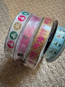 Vintage Christmas ribbons fabric for sewing or crafts - Picture 1 of 3