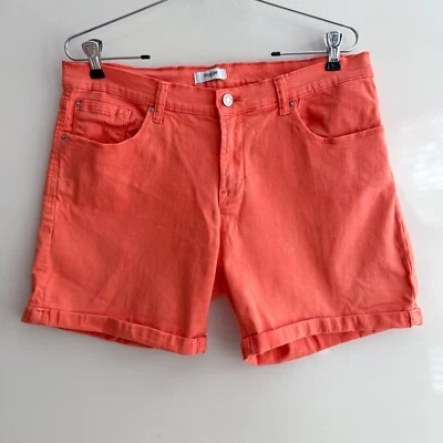 Kensie 牛仔短裤橙色卷边袖口棉混纺弹力版型女式 12/31 — 第 1/4 张图片