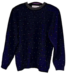 vintage Westbound women's sweater size PS pullover black gold tone beads USA - Picture 1 of 6