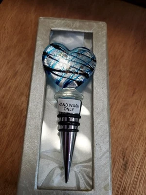 Винный бокал бутылка пробка Murano синий черный серебряные пятнышки в коробке DX865 - Изображение 1 из 4