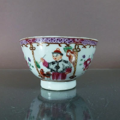 "Mandarin" 18.Jh antike chinesische Famille Rose PorzellanTasse China Qing Dyn. - Bild 1 von 4