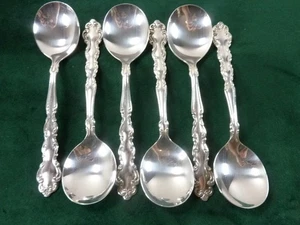 6 nice Vintage Silver Plated oneida Flirtation pattern Soup Spoons - Picture 1 of 1