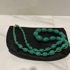 VINTAGE JOAN RIVERS grüne LUCIT GRADUIERTE PERLEN LANGE HALSKETTE - Bild 1 von 3