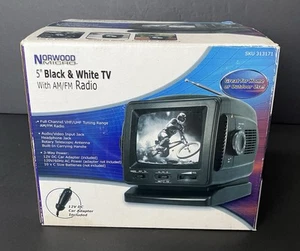 5” Black And White Tv With AM/FM Radio NORWOOD Micro Brand New Old Stock In Box - Picture 1 of 8