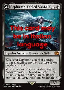 MTG SEPHIROTH, FABLED SOLDIER EXC - SEPHIROTH, SOLDIER LEGGENDARIO 115 - FIN - Picture 1 of 1