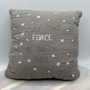 Pottery Barn Kids Star Wars 9” Pillow May The Force Be With You Boy Grey - Picture 1 of 7