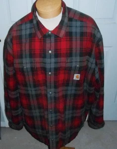 CARHARTT MENS FLANNEL SHERPA FLEECE LINED SHIRT JACKET 3XL RED PLAID - Picture 1 of 3