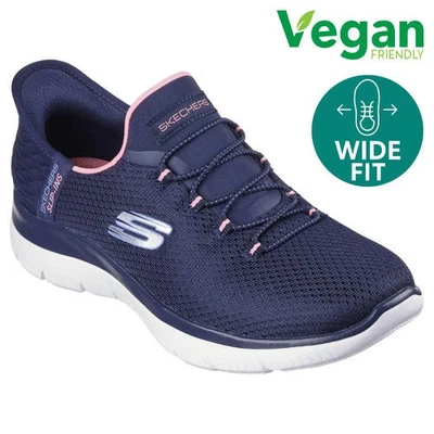 Skechers Slip Ins Summits Diamond Dream Womens Wide Fit Slip Ins Trainers Blue - Image 1 of 4