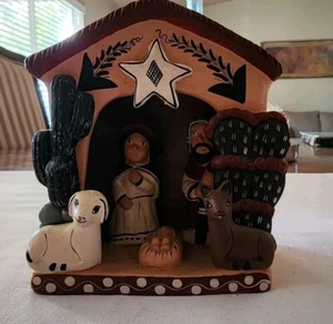 Peru Folk Art Artisan Terra Cotta Clay Pottery Peruvian Nativity Scene Figure - Picture 1 of 8