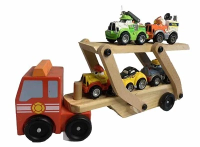 Transportador de vehículos de emergencia Melissa & Doug, 5 camiones antropomórficos Maisto Tonka Foto 1 de 4