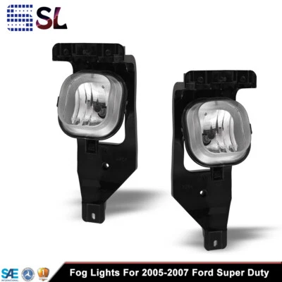 Pair Bumper Fog Lights For Ford F-250 F-350 2005-2007 Clear Lens Front Lamps - Image 1 of 4