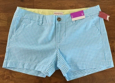 Шорты Merona размер 4 новые хлопковый клетчатый узор синий внутренний шов 3 дюйма - Изображение 1 из 3