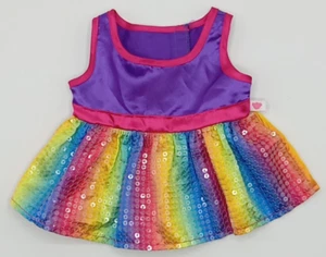 Build a Bear Regenbogen Satin Pailletten ärmelloses Kleid lila bunt 2017 BABW - Bild 1 von 6