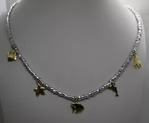 COLLANA DODO STYLE ARGENTO LINEA MARE CHARMS DORATI CM 42-45 EXPLOIT - Foto 1 di 7