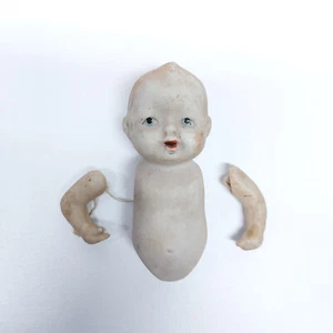 ANTIQUE VINTAGE BISQUE PORCELAIN BABY DOLL TINY MINI WIRE JOINTED JAPAN PARTS - Picture 1 of 6