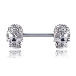 1PC Sexy Crystal Skull Nipple Rings Bar Barbell Industrial Cartilage Piercin_cd - Picture 1 of 6