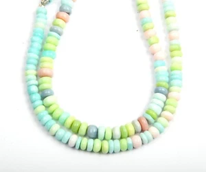 Schöner Multi Opal 8 Zoll Strang 6-8 mm Glatt Rondell Form Edelstein Perlen  - Bild 1 von 4