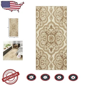 Machine Washable Non-Slip Runner Rug - Transitional Medallion Design, 2'6 x 5' - Picture 1 of 11