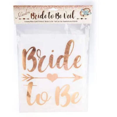 Rose Gold Polyester Bride to Be Veil White Mesh Perfect Finishing Touch 85cm - Imagem 1 de 2