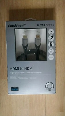 SANDSTROM SILVER SERIES 1M HDMI TO HDMI CABLE WITH ETHERNET - Image 1 of 4