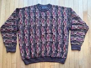 Men's Vtg 90s MAGELLAN'S Multicolor Cosby Tupac Biggie Hip-Hop Styled Sweater XL - Picture 1 of 7
