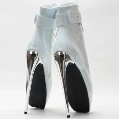 Mujeres Sexy 18 cm Bloqueo Tacón Súper Alto Botines Tacones de aguja Cuero Zapatos de ballet Foto 1 de 4