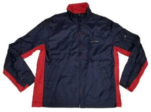 2001 Tommy Jeans Windbreaker Jacke mit durchgehendem Reißverschluss Herren Gr. M marineblau/rot Hilfiger - Bild 1 von 10