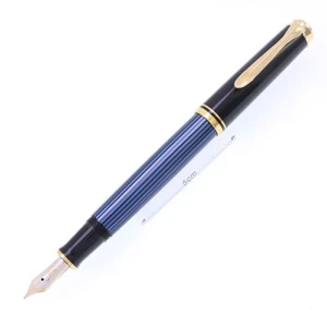 Pelikan Fountain Pen Souveran M400 Striped Blue Resin Nib F 14K - Picture 1 of 14