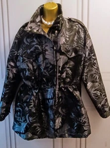 NEXT Size 12 Ladies Green floral khaki Army Style Jacket with collar & pockets - Picture 1 of 9
