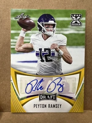 2021 Leaf Draft Auto Gold Peyton Ramsey #BA-PR1 Redskins Commanders Saints NFL - Image 1 of 2