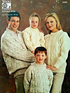 Tivoli 2193 FAMILY SWEATERS Aran 24-46" chest knit 4pg leaflet UK - Picture 1 of 5