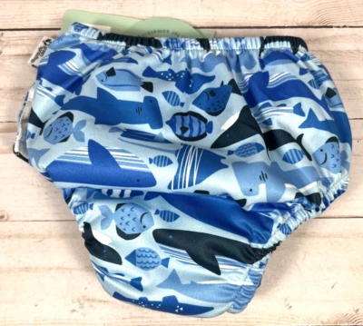 Зеленые ростки Eco Snap плавать подгузники 6 месяцев 10-18 фунтов синий рыбы многоразовый новый с Ярлыками - Изображение 1 из 4