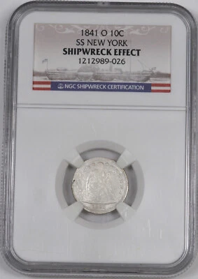 1841-O Liberty Seated Dime "SS New York" 10C - NGC ShipWreck - Image 1 of 2