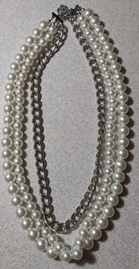 20 inch Layered Faux Pearl Fashion Necklace - Picture 1 of 4