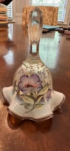 CAMPANELLO vintage FENTON vetro cristallo fiore dipinto a mano K. Riley - Foto 1 di 3