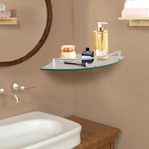 9.25*9.25*1.57in Clear Shower Shelf Wall Mount Shelf Stainless Corner Shelf - Picture 1 of 19