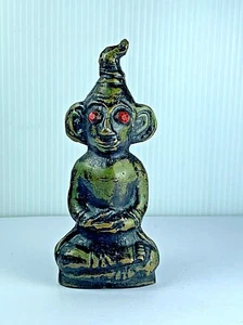 MAGIC OLD BRASS RED EYE NGANG STATUE LUCK WEALTH FETISH TALISMAN THAI AMULET $$$ - Picture 1 of 12