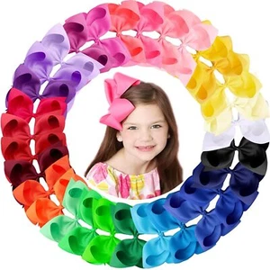 30 Colors 6 Inch Hair Bows Clips Grosgrain Ribbon Bows Hair 6 Inch (Pack of 1) - Picture 1 of 3