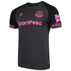 EVERTON 2018/19 AWAY (XL,L) BLACK/PINK UMBRO S/SLEV SOCCER SHIRT FOOTBALL JERSEY - Picture 1 of 7
