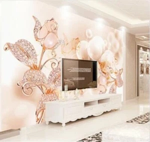 3D Diamond Pink Flower 35971NA Wallpaper Wall Murals Removable Wallpaper Fay - Picture 1 of 11