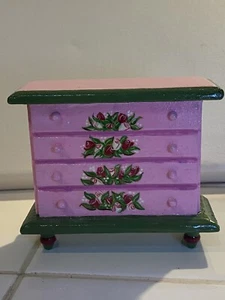 Dollhouse furniture Hand-Painted 1:12 Victorian Style Dresser with Floral Design - Picture 1 of 9