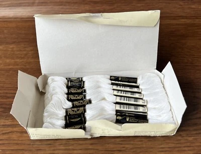 Vintage DMC Mouline Special 25 Cotton Floss Thread 14 pcs Art. 117 White Blanc - Image 1 of 4