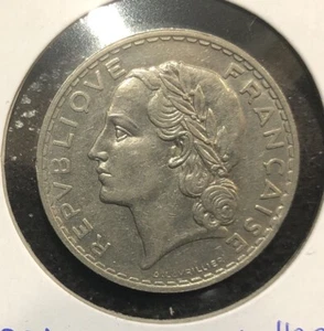 1933(a) France 5 Francs Nickel Coin-31MM-KM#888 - Picture 1 of 4