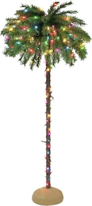 6 Ft Pre-Lit Palm Tree with 70 Tips,150 UL Multi Color Incandescent Lights - Picture 1 of 3