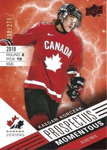 Kaedan Korczak #PM-23 - 2021 Team Canada Juniors Prospectus Momentous Red #/275