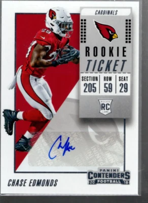 B3639- 2018 Panini Contenders #280 Chase Edmonds Auto (Autograph Rookie Ticket) - Image 1 of 2