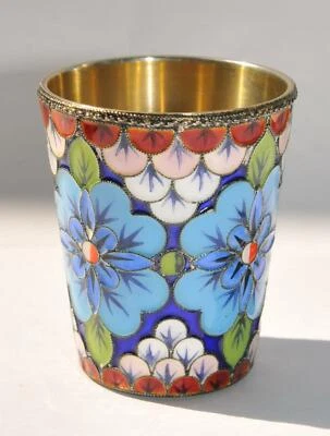 ✅ РУССКИЙ СОВЕТСКИЙ СЕРЕБРЯНЫЙ ВОДКИ ЧАШКА ЭМАЛИ КАРТИНА КОВШ ЧАША КОВШ СТАКАН - Изображение 1 из 4