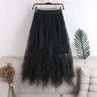 Elastic Mesh Tulle Skirt Layered Dress Pleated Longuette Half-length Underskirt