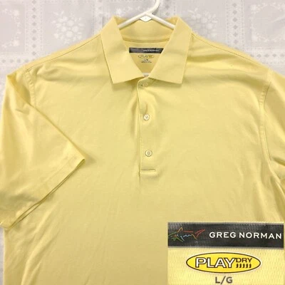 Polo de golf Greg Norman Shark para hombre talla L grande Play Dry mezcla de algodón ¡Como nuevo! #H44 Foto 1 de 4